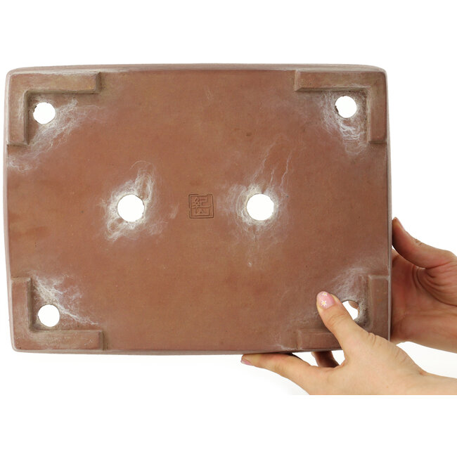 Rectangular unglazed bonsai pot by Kizan - 320 x 243 x 83 mm