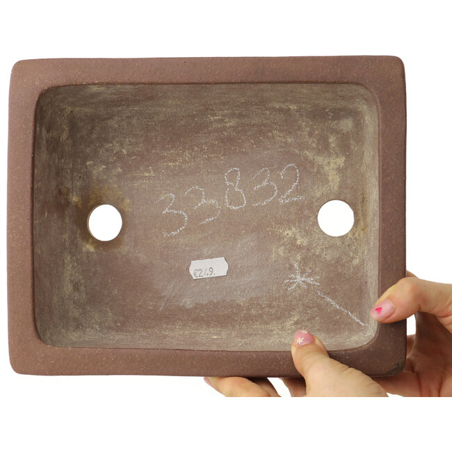 Maceta rectangular sin esmaltar para bonsái de Yamaaki - 247 x 195 x 95 mm