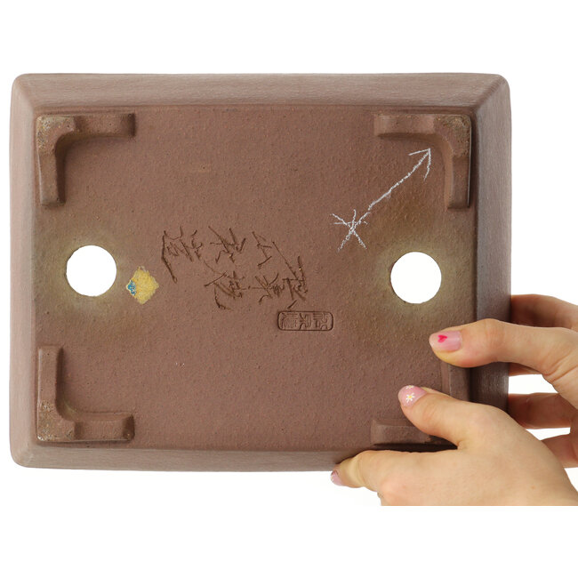 Maceta rectangular sin esmaltar para bonsái de Yamaaki - 247 x 195 x 95 mm