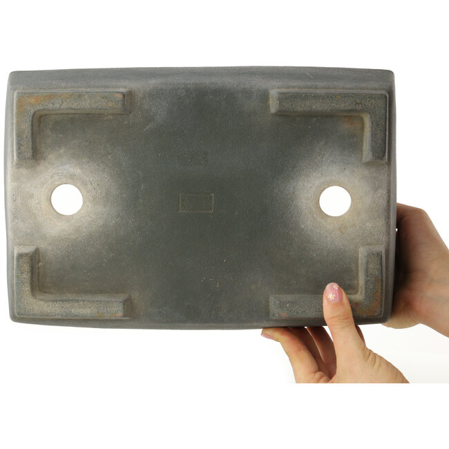 Rechthoekige ongeglazuurde bonsaipot van Yamaaki - 320 x 218 x 100 mm