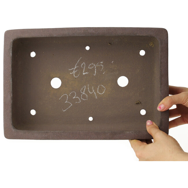 Rectangular unglazed bonsai pot by Yamaaki - 318 x 215 x 80 mm