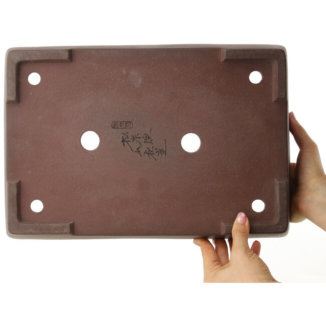 Pot à bonsaï rectangulaire non émaillé de Yamaaki - 378 x 260 x 75 mm