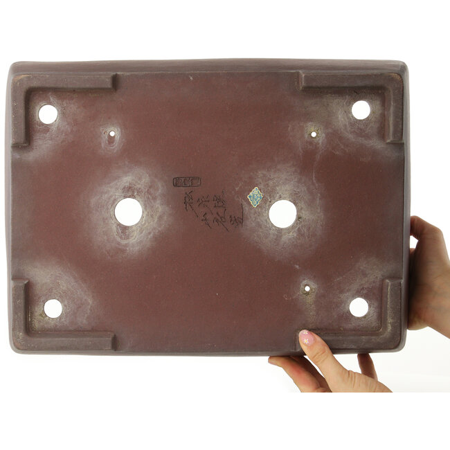 Maceta rectangular sin esmaltar para bonsái de Yamaaki - 408 x 300 x 98 mm