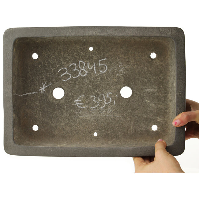 Rectangular unglazed bonsai pot by Yamaaki - 347 x 250 x 115 mm