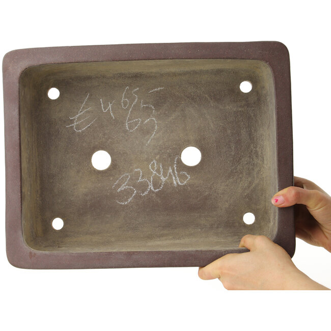 Maceta rectangular para bonsái sin esmaltar de Yamaaki - 350 x 275 x 117 mm