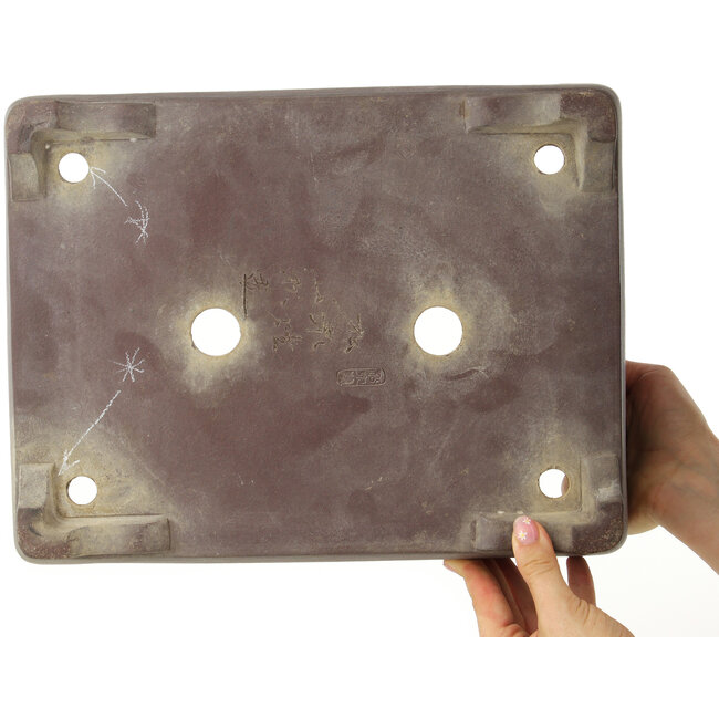 Maceta rectangular para bonsái sin esmaltar de Yamaaki - 350 x 275 x 117 mm