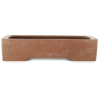 Keizan Maceta rectangular sin esmaltar para bonsái de 255 mm de Keizan, Tokoname, Japón