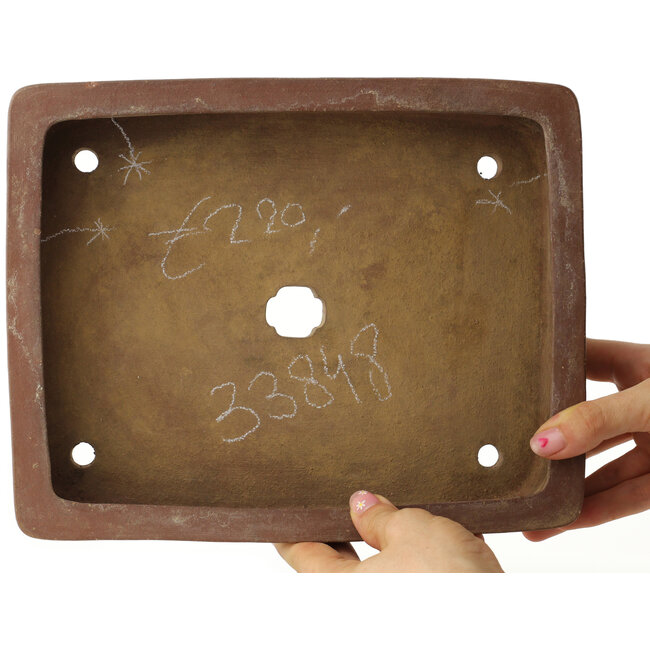 Rectangular unglazed bonsai pot by Keizan - 255 x 205 x 55 mm