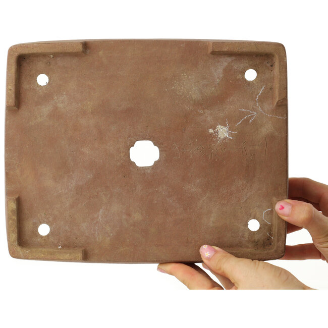 Pot à bonsaï rectangulaire non émaillé de Keizan - 255 x 205 x 55 mm