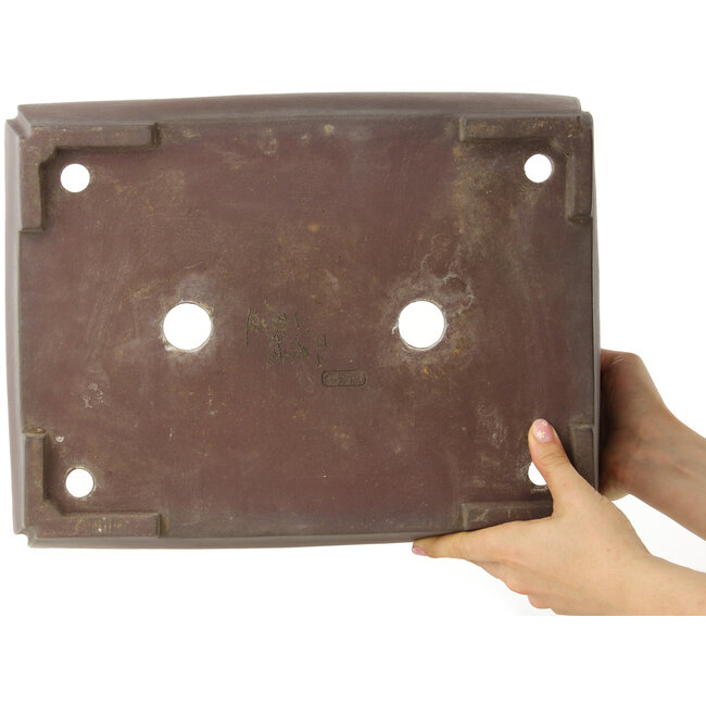 Rectangular unglazed bonsai pot by Yamaaki - 390 x 300 x 112 mm