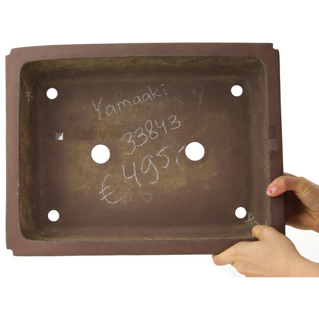 Maceta rectangular sin esmaltar para bonsái de Yamaaki - 390 x 300 x 112 mm