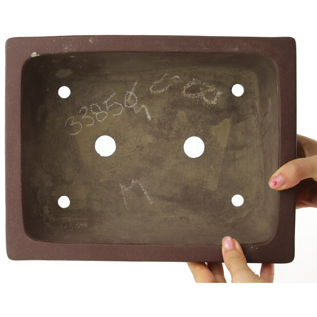 Rectangular unglazed bonsai pot by Yamaaki - 288 x 225 x 118 mm