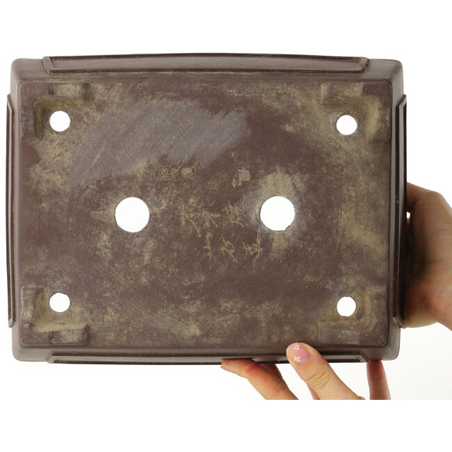 Rectangular unglazed bonsai pot by Yamaaki - 288 x 225 x 118 mm