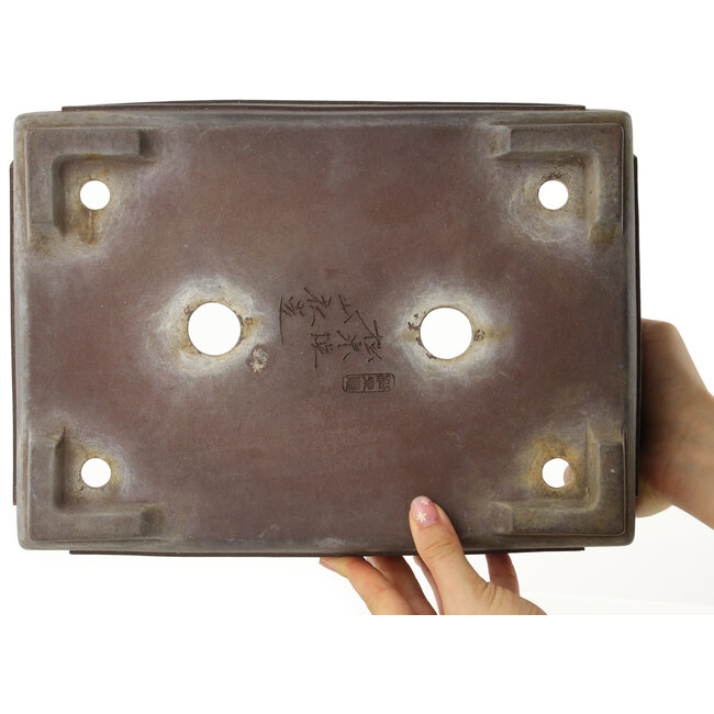 Maceta rectangular sin esmaltar para bonsái de Yamaaki - 330 x 238 x 100 mm