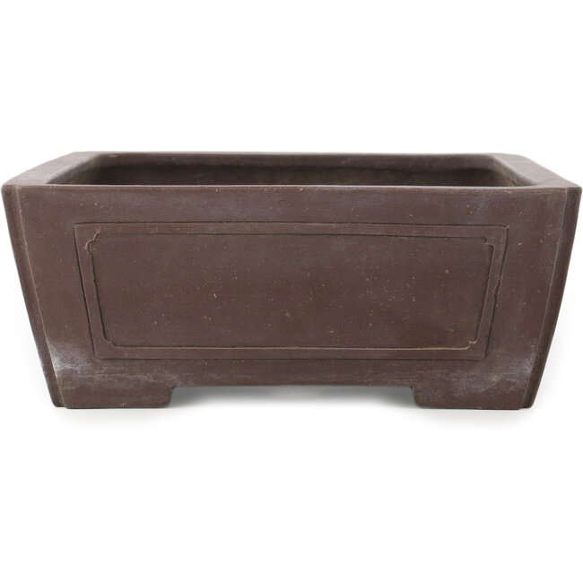 Rectangular unglazed bonsai pot by Yamaaki - 390 x 298 x 115 mm