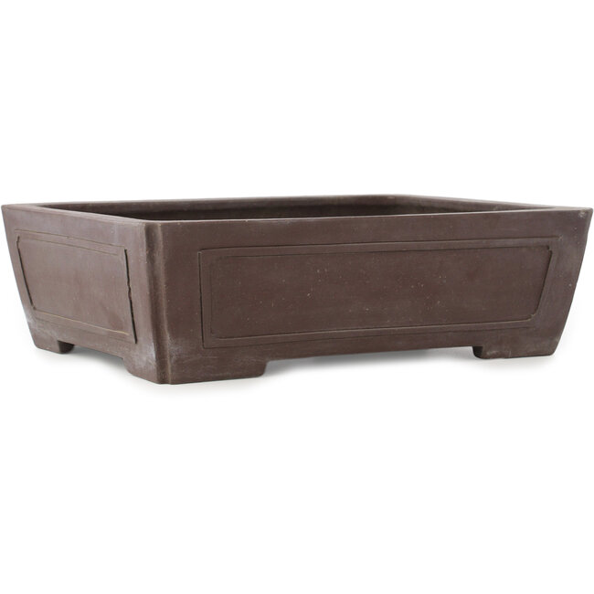 Rectangular unglazed bonsai pot by Yamaaki - 390 x 298 x 115 mm
