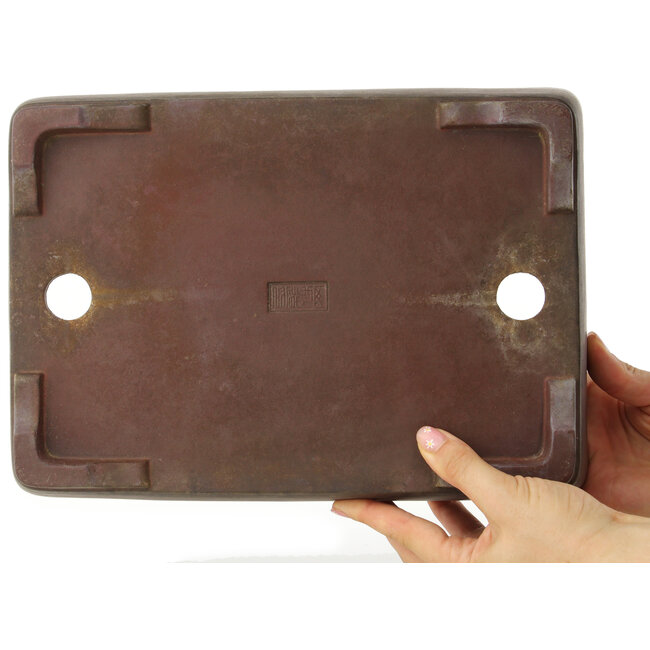Maceta rectangular sin esmaltar para bonsái de Yamaaki - 310 x 223 x 70 mm