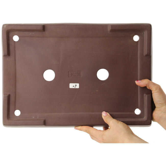 Maceta rectangular sin esmaltar para bonsái de Yamaaki - 388 x 271 x 50 mm