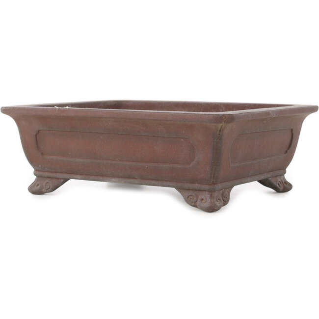 Rectangular unglazed bonsai pot by Yamaaki - 292 x 230 x 95 mm