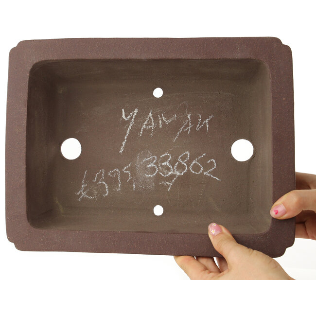 Vaso bonsai rettangolare non smaltato di Yamaaki - 295 x 220 x 98 mm