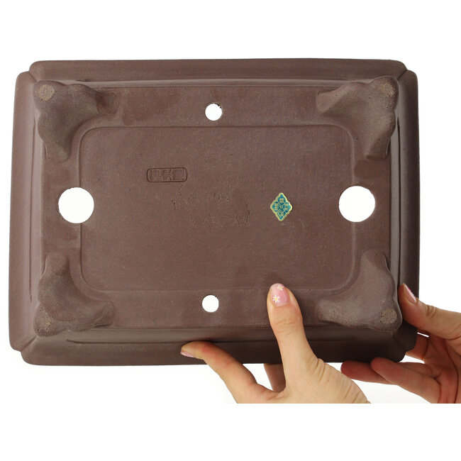 Pot à bonsaï rectangulaire non émaillé de Yamaaki - 295 x 220 x 98 mm