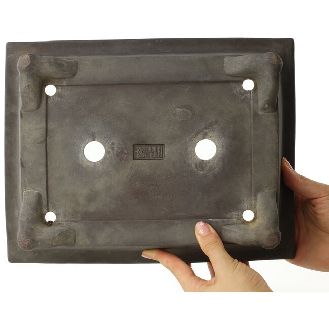 Maceta rectangular sin esmaltar para bonsái de Yamaaki - 303 x 235 x 90 mm