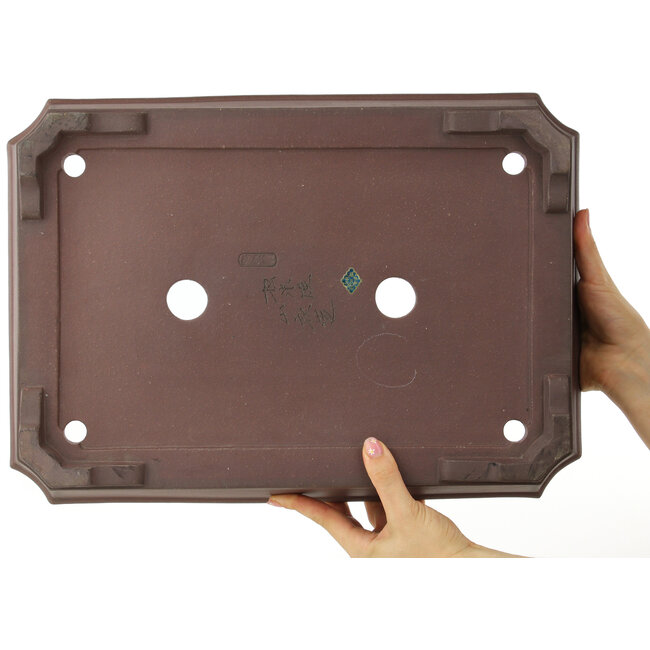 Maceta rectangular sin esmaltar para bonsái de Yamaaki - 445 x 317 x 103 mm