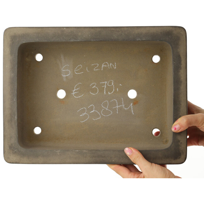 Maceta rectangular sin esmaltar para bonsái de Seizan - 325 x 242 x 89 mm