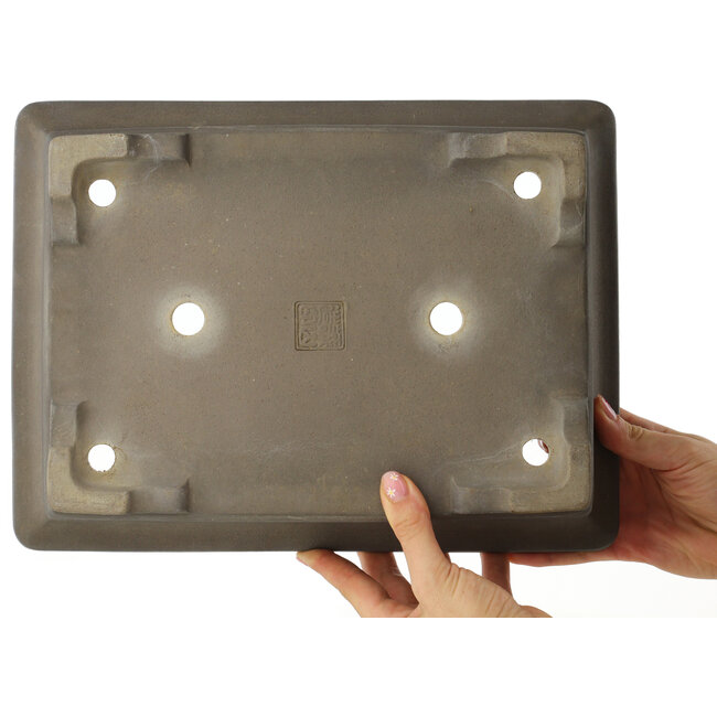 Maceta rectangular sin esmaltar para bonsái de Seizan - 325 x 242 x 89 mm