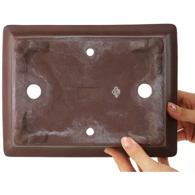 Maceta rectangular sin esmaltar para bonsái de Yamaaki - 255 x 192 x 90 mm