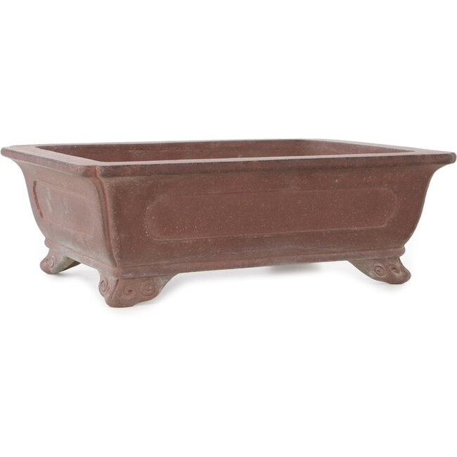 Rectangular unglazed bonsai pot by Yamaaki - 291 x 221 x 98 mm