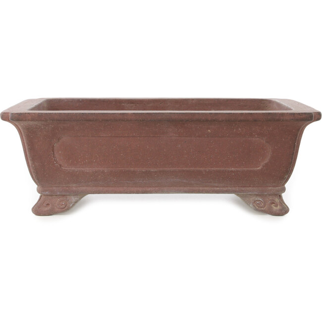 Rectangular unglazed bonsai pot by Yamaaki - 291 x 221 x 98 mm