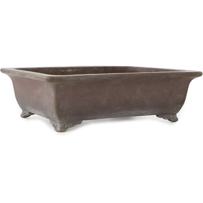 Rectangular unglazed bonsai pot by Yamaaki - 342 x 282 x 105 mm