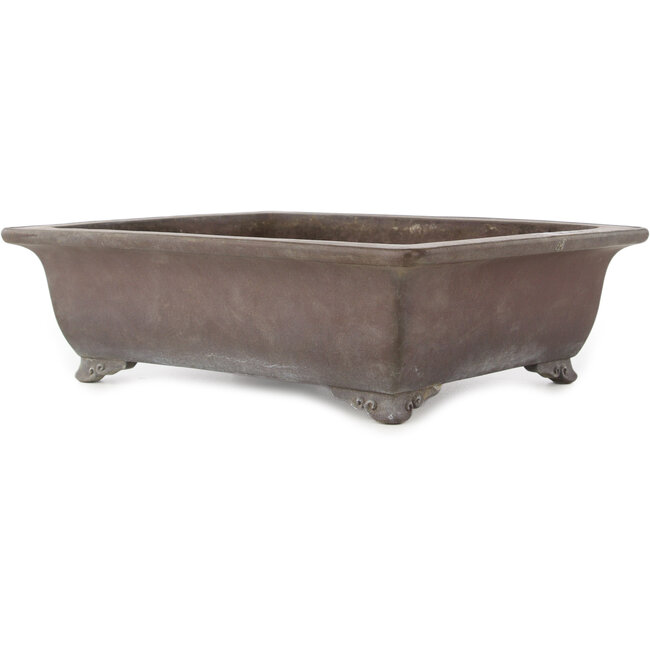 Rectangular unglazed bonsai pot by Yamaaki - 342 x 282 x 105 mm