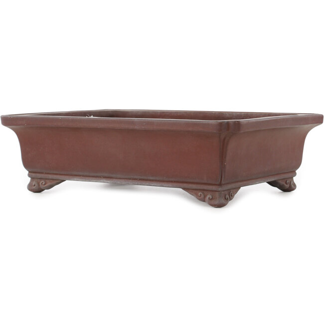 Rectangular unglazed bonsai pot by Yamaaki - 367 x 277 x 107 mm