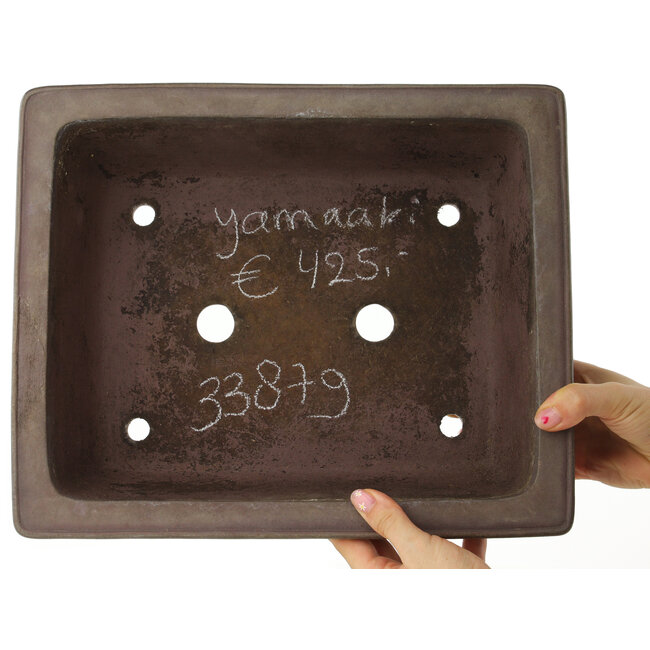 Rechthoekige ongeglazuurde bonsaipot van Yamaaki - 342 x 282 x 105 mm