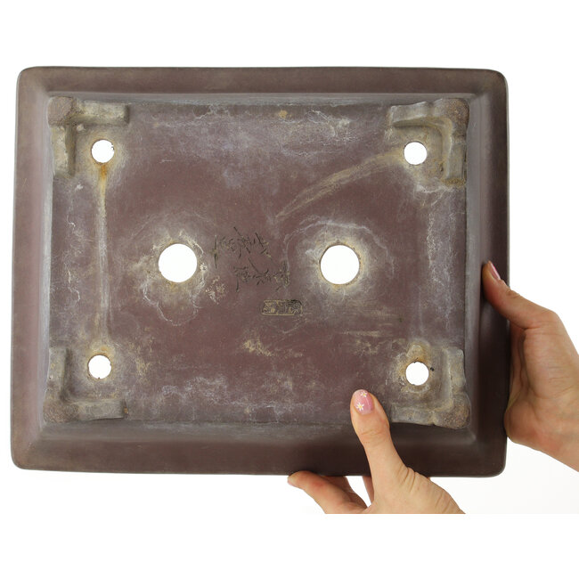 Maceta rectangular sin esmaltar para bonsái de Yamaaki - 342 x 282 x 105 mm