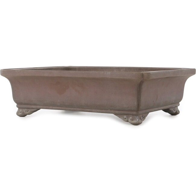 Rectangular unglazed bonsai pot by Yamaaki - 368 x 280 x 100 mm
