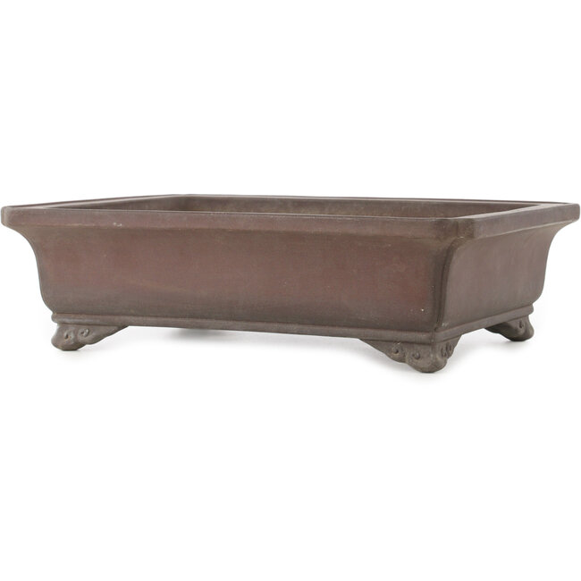 Rectangular unglazed bonsai pot by Yamaaki - 368 x 280 x 100 mm