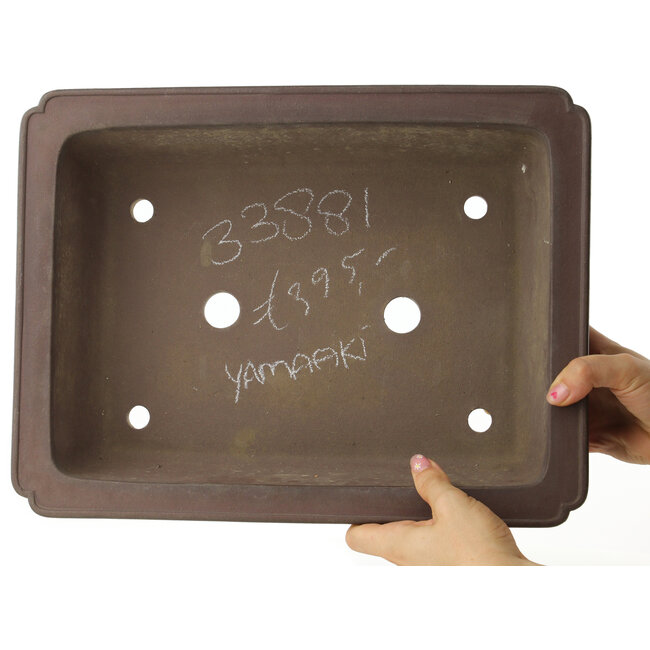 Rectangular unglazed bonsai pot by Yamaaki - 368 x 280 x 100 mm