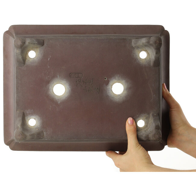 Pot à bonsaï rectangulaire non émaillé de Yamaaki - 368 x 280 x 100 mm