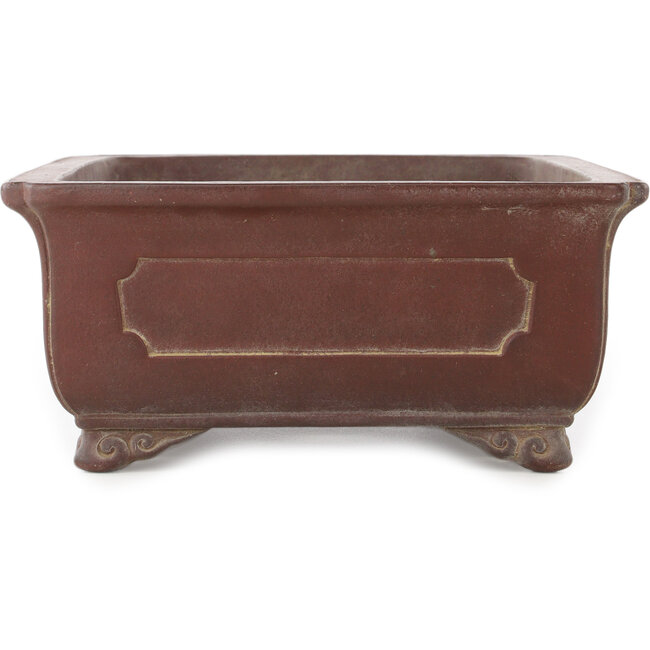Rectangular unglazed bonsai pot by Yamaaki - 380 x 280 x 120 mm