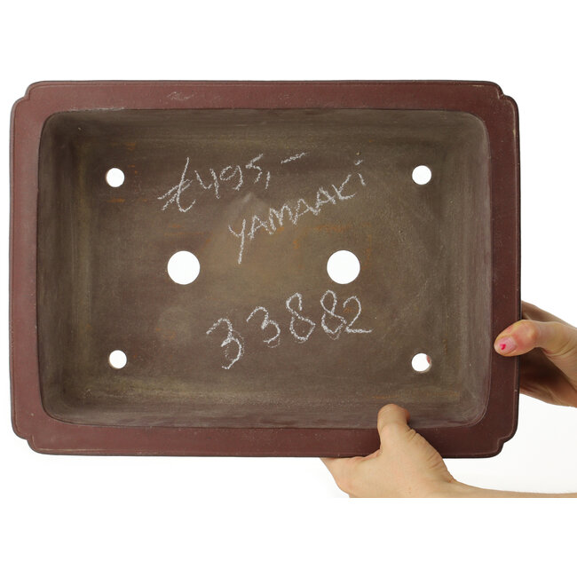 Maceta rectangular para bonsái sin esmaltar de Yamaaki - 380 x 280 x 120 mm