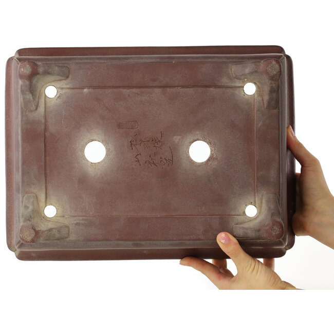 Maceta rectangular para bonsái sin esmaltar de Yamaaki - 380 x 280 x 120 mm