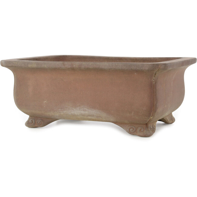 Rectangular unglazed bonsai pot by Keizan - 405 x 312 x 150 mm
