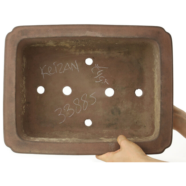Rechteckiger unglasierter Bonsai-Topf von Keizan - 405 x 312 x 150 mm