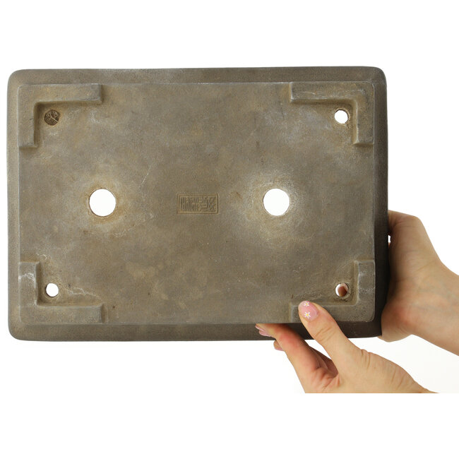Rectangular unglazed bonsai pot by Yamaaki - 308 x 222 x 83 mm