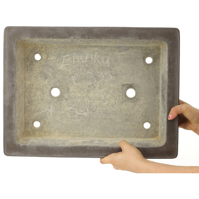 Vaso bonsai rettangolare non smaltato di Eiraku - 460 x 343 x 75 mm
