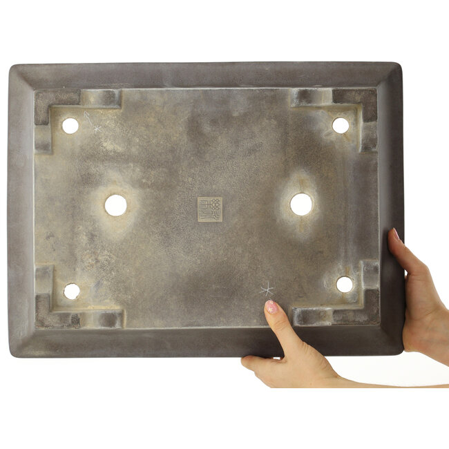 Maceta rectangular sin esmaltar para bonsái de Eiraku - 460 x 343 x 75 mm