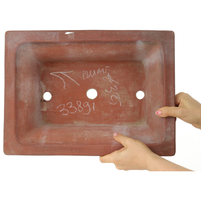 Rectangular unglazed bonsai pot by Izumi - 391 x 286 x 167 mm